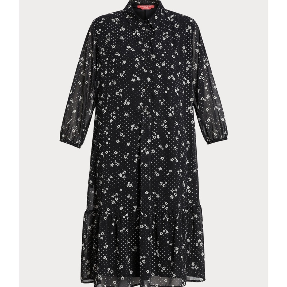 Marina Rinaldi Sport Georgette Printed Dress Black and White Size 18